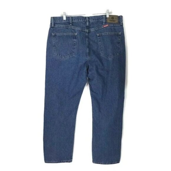 Wrangler 96501DS Dark Stonewash Regular Fit Straight Leg Denim Jean Mens 38x30.5 - Picture 2 of 12
